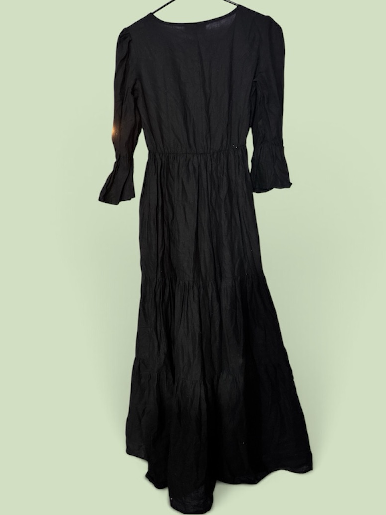Classic Black Peasant Maxi Dress - Size Medium — image 4 of 8